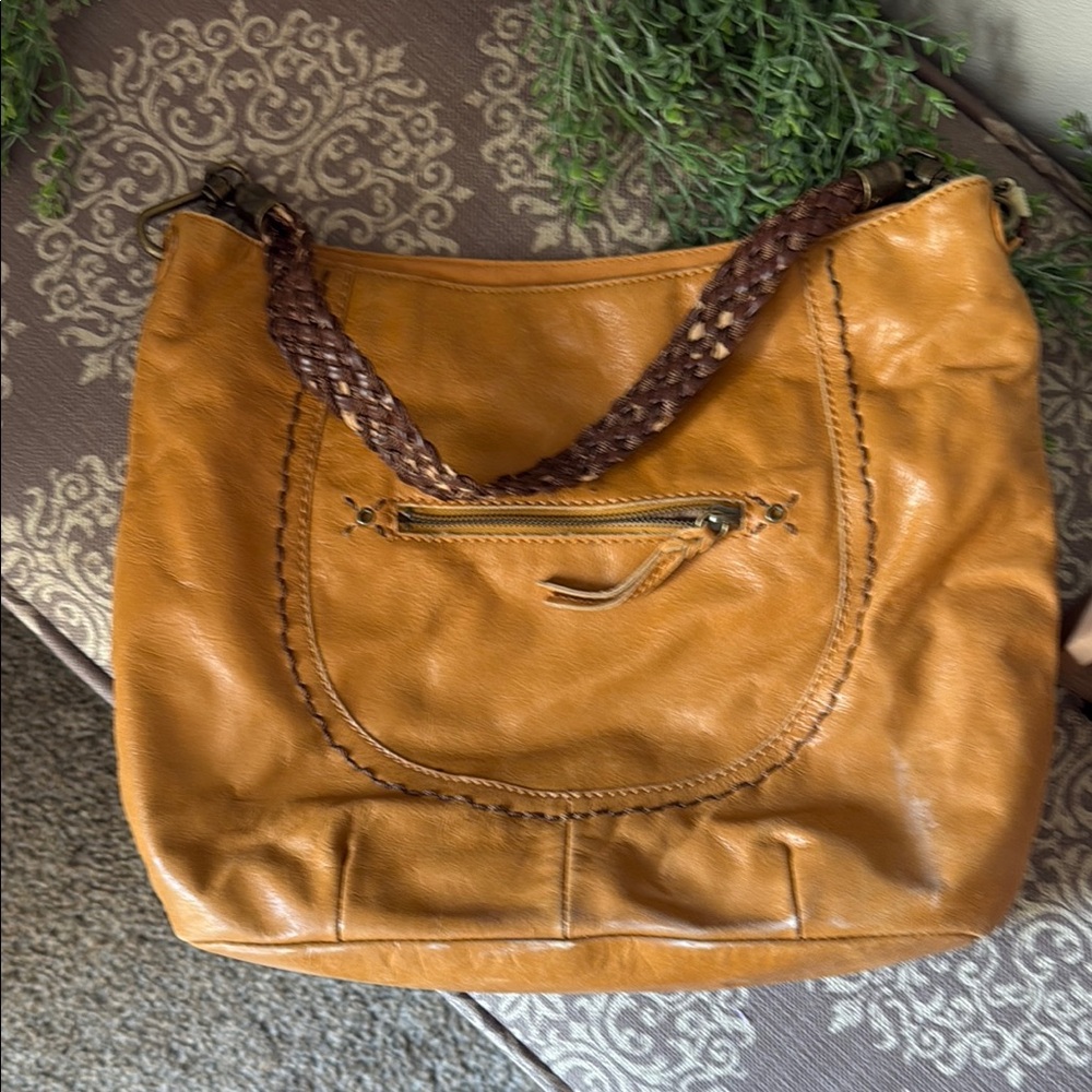 The Sak Tan Brown Shoulder Bag with Braided Strap